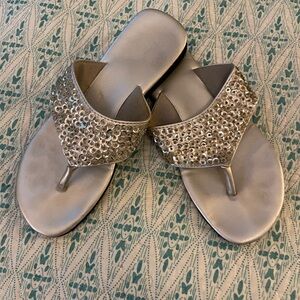 Silver Sequin Sparkle Flip Flop Sandals Fancy
